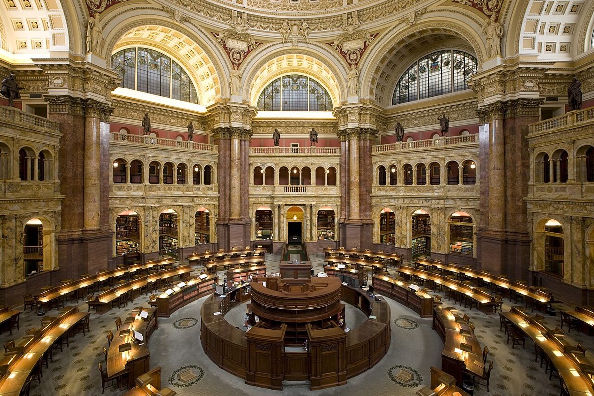 The Main Reading Room of the Library of Congress. Documentary research context, not evidence for any disputed claim.