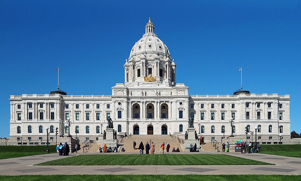 Minnesota State Capitol, photographed in 2017. Institutional context for Omar’s 2017–2018 state legislative service.