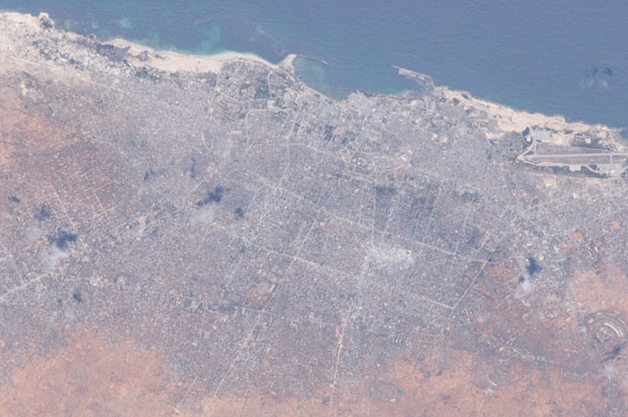 Mogadishu, Somalia, photographed from the International Space Station on April 2, 2011. This view postdates Omar’s departure.