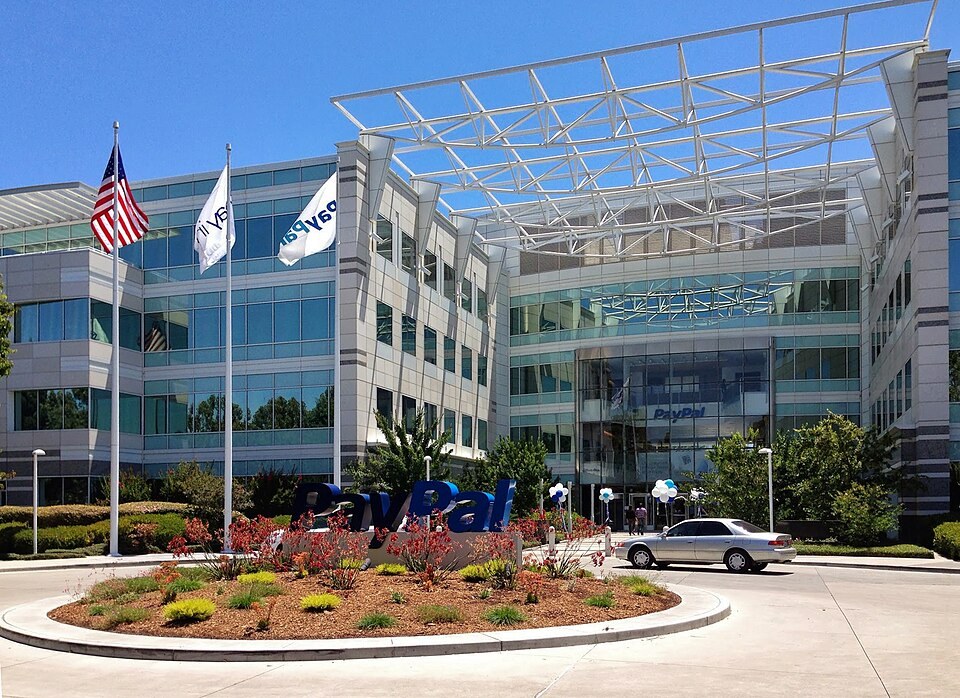 PayPal headquarters in San Jose, California, photographed in July 2013. A later view of the company Thiel co-founded.
